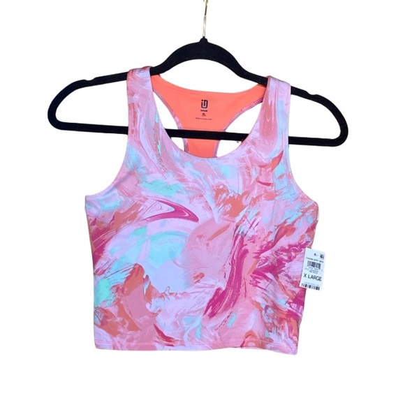 Ideology Other - Ideology Scratched Paint Longline Bra Multi Scoop Neck Size XL NWT